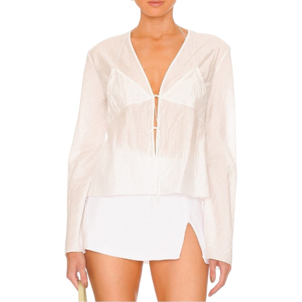Anna October Innocence Blouse - White Halter Styling Triangle Top Overlay Top